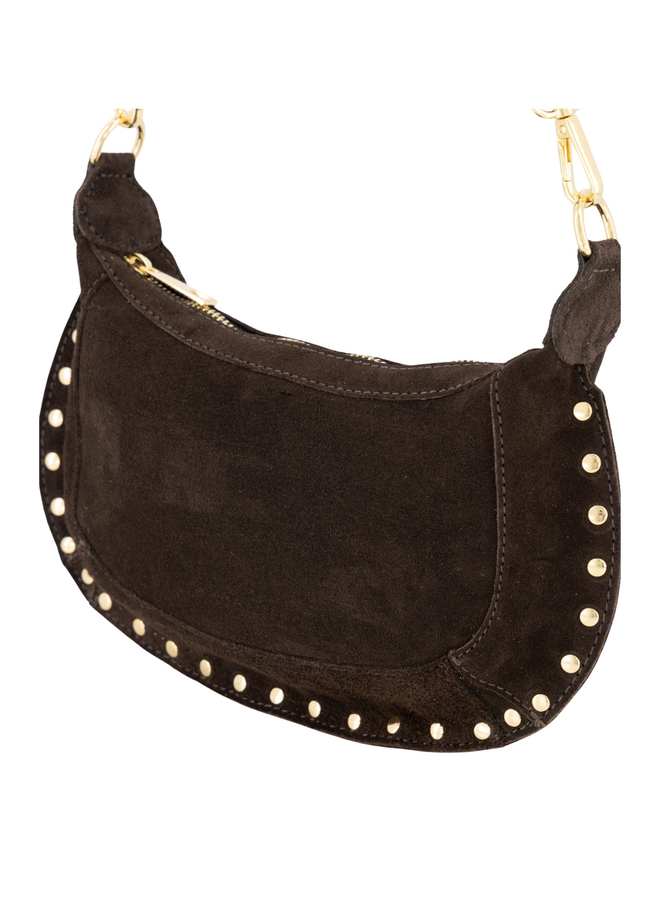 Jewelz tas Monica Suède Donkerbruin/Goudkleurig