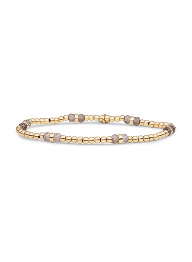 Sparkling Jewels armband Double Reverse Smoky Quartz Goudkleurig