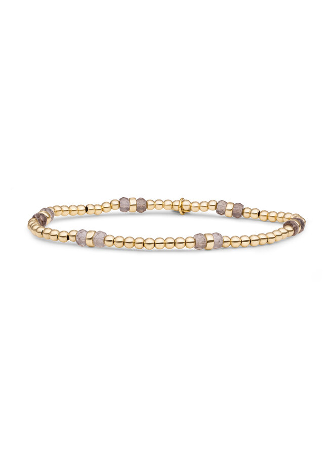 Sparkling Jewels armband Double Reverse Smoky Quartz Goudkleurig