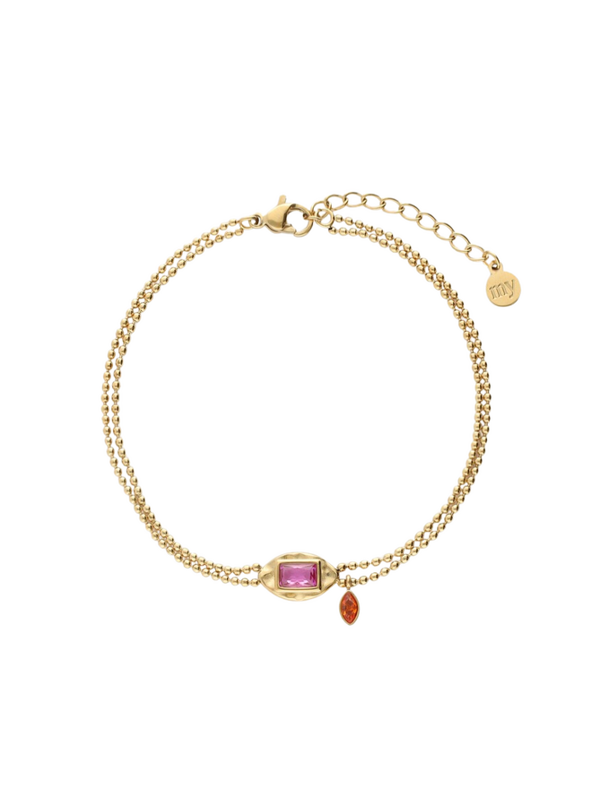 My Jewellery armband Vintage Dubbel Roze/Goudkleurig