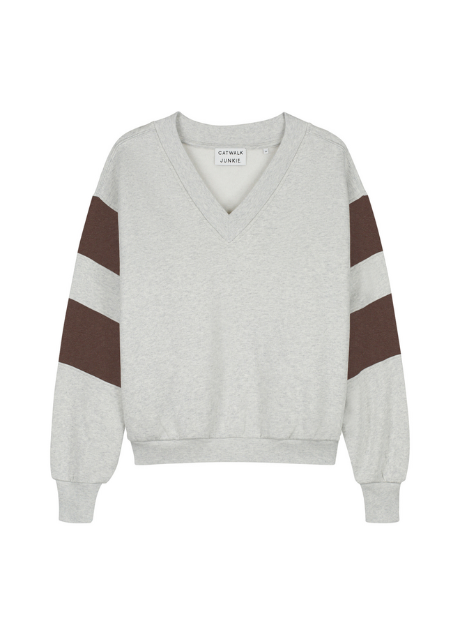 Sweater Sporty V-Neck Light Grey Melange