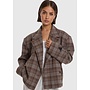 Blazer Cropeed Check Warm Brown