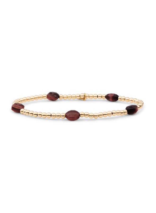 Sparkling Jewels armband Cushion Cut Red Tiger Eye Goudkleurig