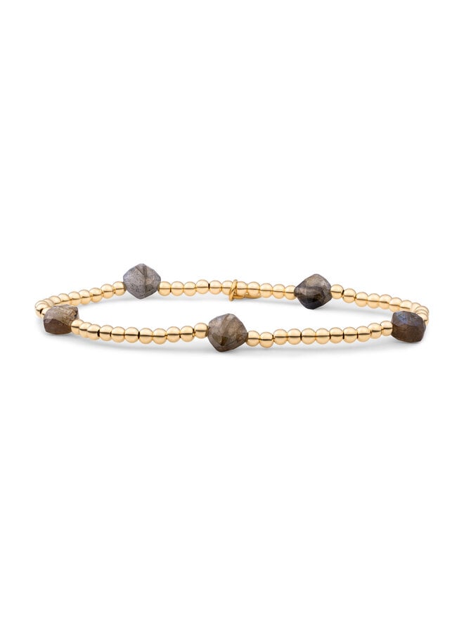 Sparkling Jewels armband Cushion Cut Labradorite Goudkleurig