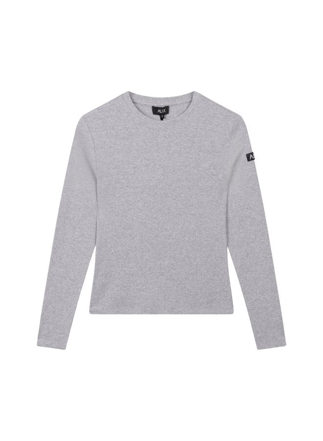 Top Knitted Rib Grey Melange