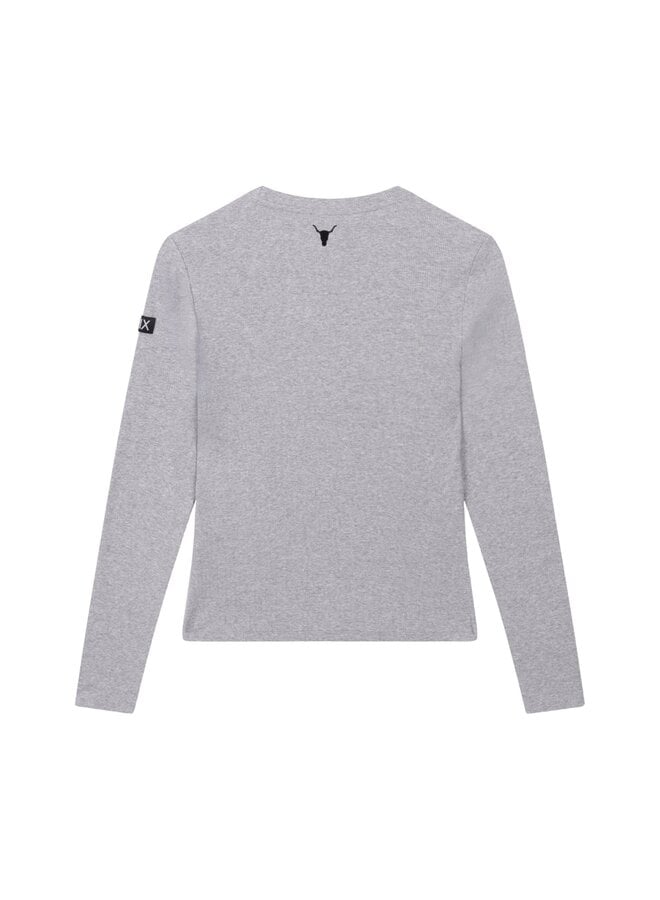 Top Knitted Rib Grey Melange