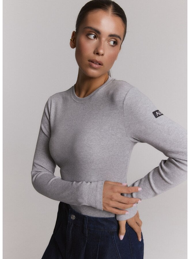 Top Knitted Rib Grey Melange