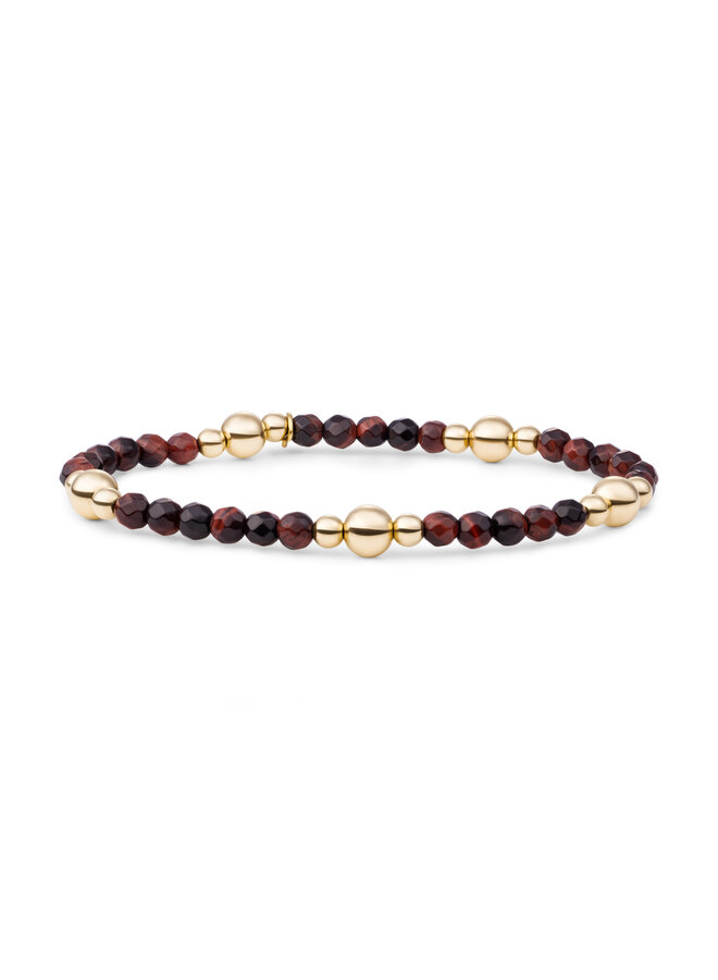 Sparkling Jewels armband Bold Mix Red Tiger Eye Goudkleurig