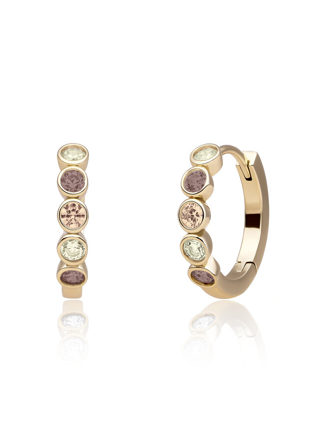 Sparkling Jewels creolen Tube Huggies Multi 03 CZ Goudkleurig