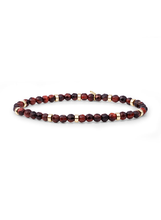Sparkling Jewels armband Roundel Interstellar Red Tiger Eye Goudkleurig