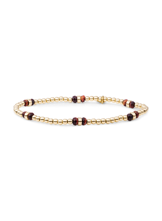 Sparkling Jewels armband Double Reverse Red Tiger Eye Goudkleurig