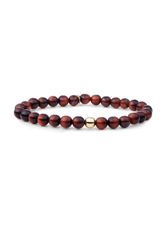 Sparkling Jewels armband Saturn Large Red Tiger Eye Goudkleurig