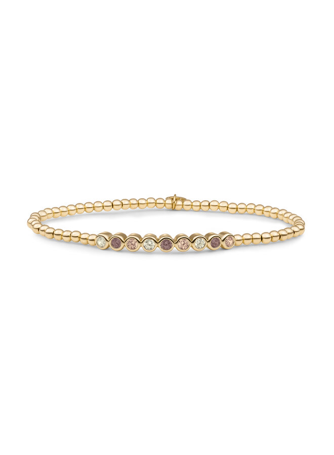 Sparkling Jewels armband Crystal Tube Multi CZ Goudkleurig