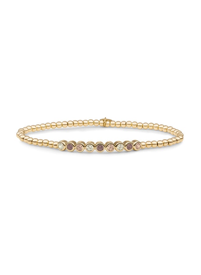 Sparkling Jewels armband Crystal Tube Multi CZ Goudkleurig