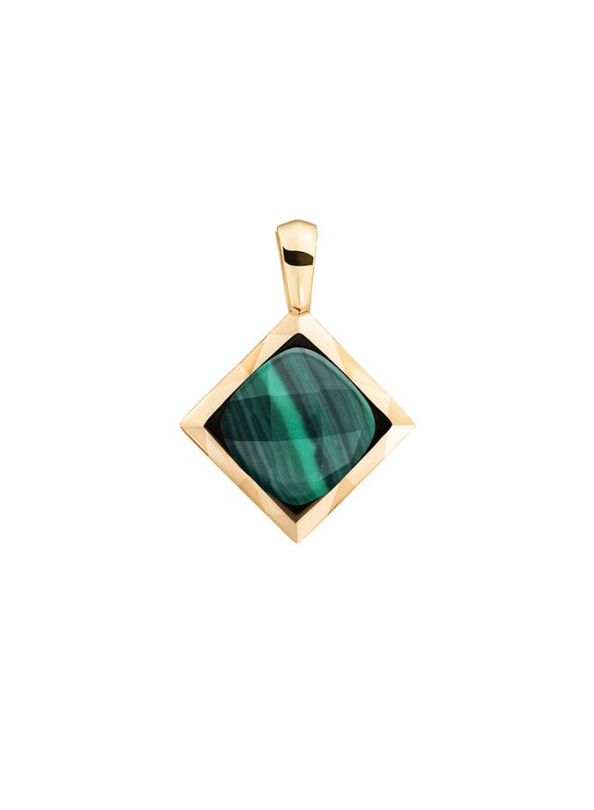Sparkling Jewels pendant Cushion Cut Malachite Goudkleurig