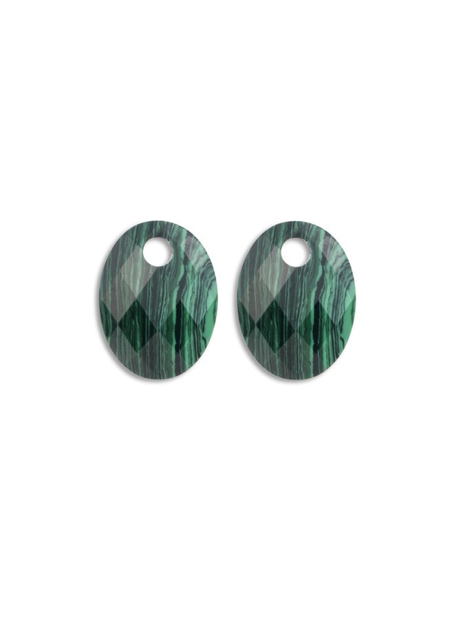 Sparkling Jewels oorbel Edelstenen Medium Oval Malachite