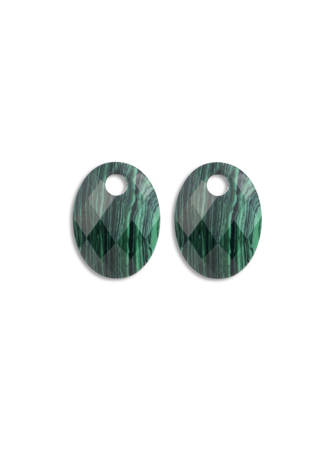 Sparkling Jewels oorbel Edelstenen Medium Oval Malachite