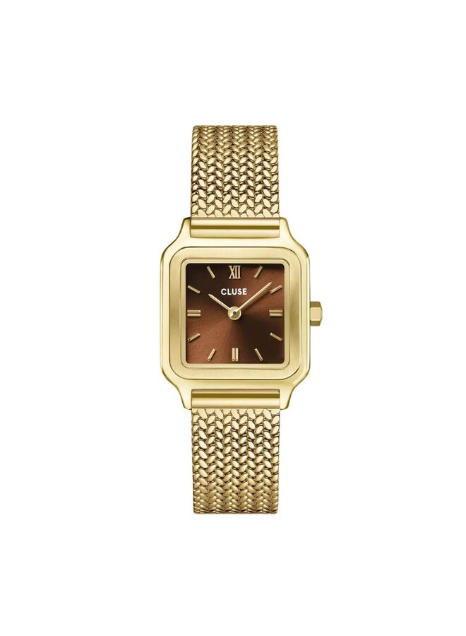 CLUSE horloge Gracieuse Petite Mesh Goudkleurig/Brown