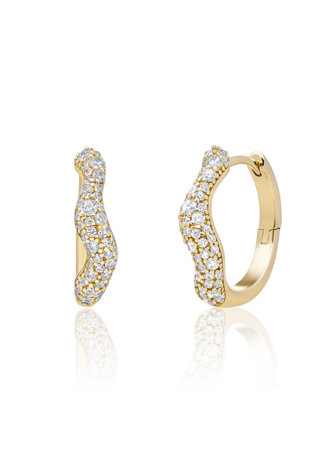 Sparkling Jewels creolen Pave Twirl Huggies CZ Goudkleurig