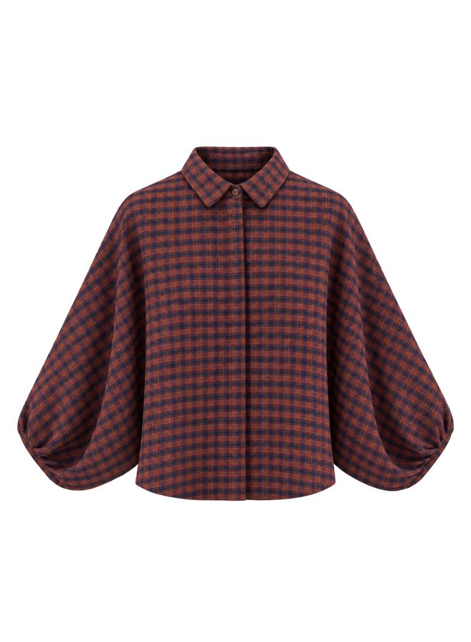 Blouse Noa Cognac/Bordeaux/Blauw Onesize