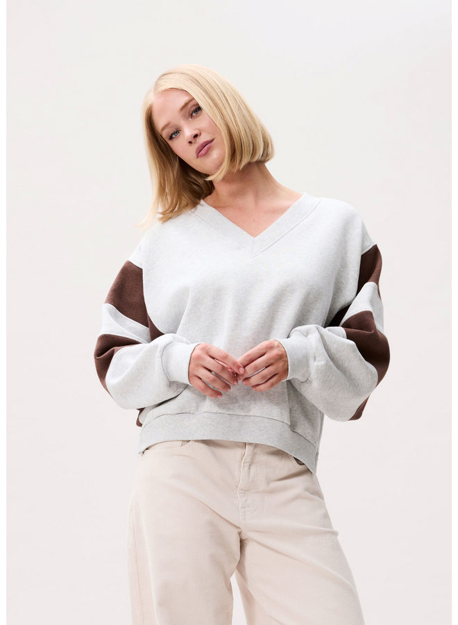 Sweater Sporty V-Neck Light Grey Melange