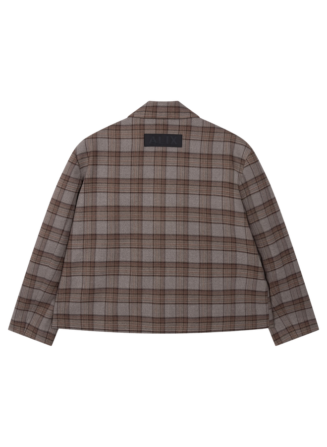 Blazer Cropped Check Warm Brown
