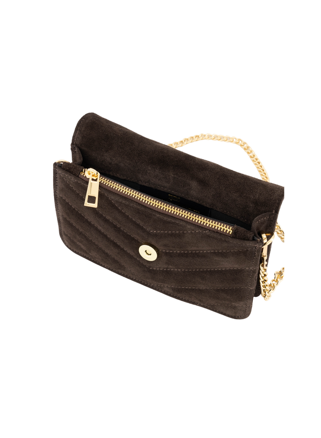 Jewelz tas Laurie Suède Donkerbruin/Goudkleurig