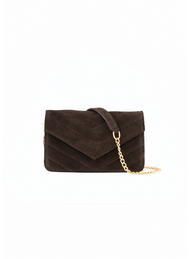 Jewelz tas Laurie Suède Donkerbruin/Goudkleurig