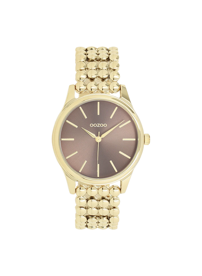 OOZOO Timepieces horloge C11673 Goudkleurig/Taupe