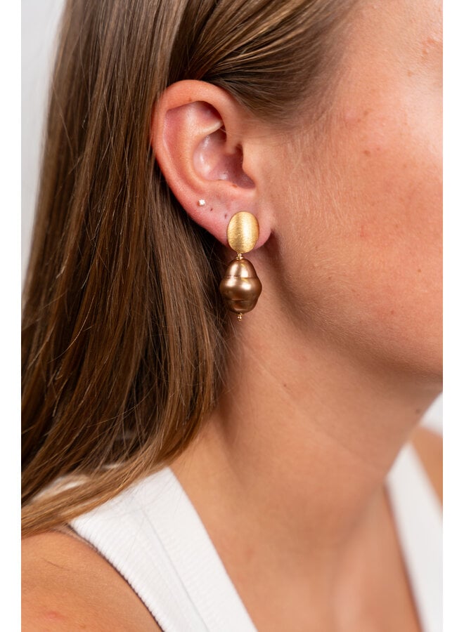 LOTT. oorbellen Tara S Metallic Brown/Goud Verguld