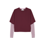 Top Striped Sleeves Merlot