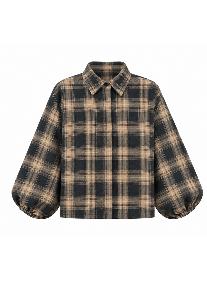 Blouse Kira Zwart/Caramel Onesize