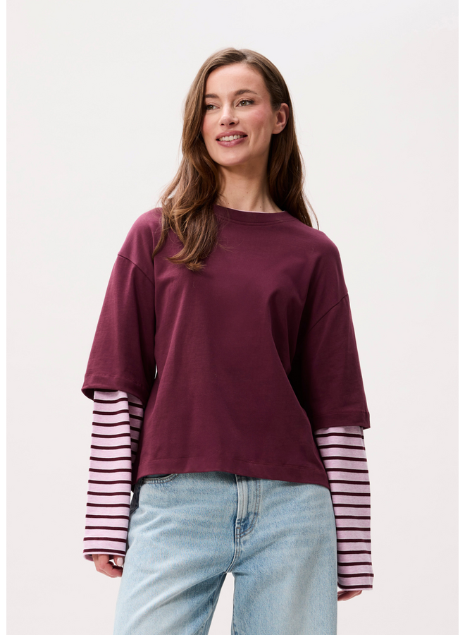 Top Striped Sleeves Merlot