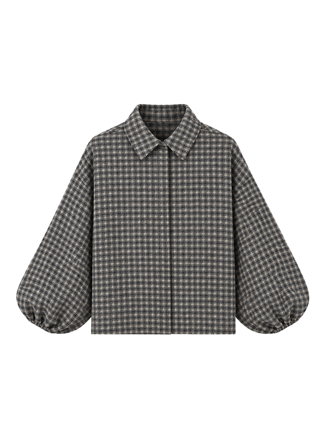 Blouse Noa Grijs/Blauw geblokt Onesize