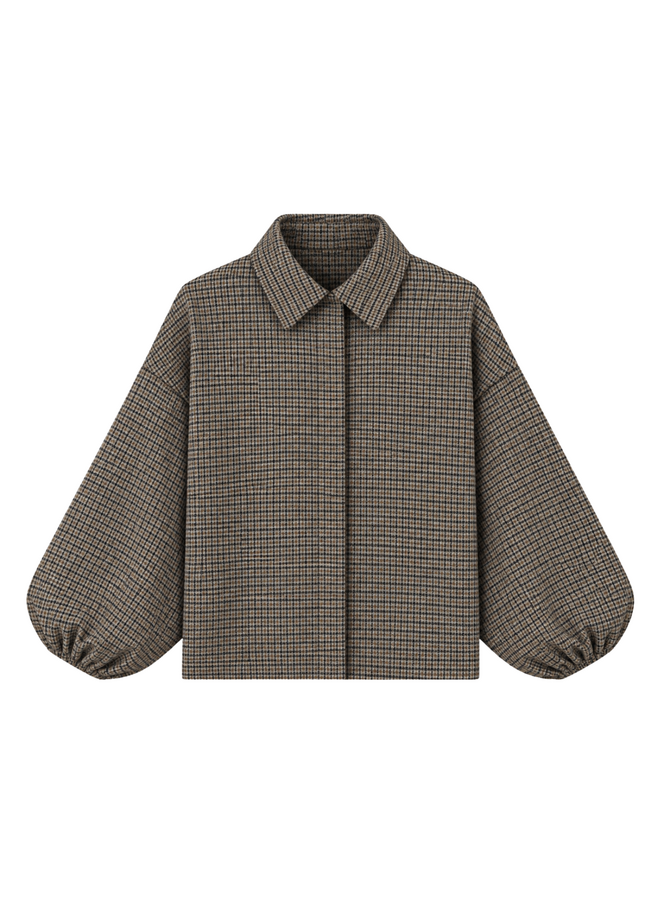 Blouse Noa Bruin Fijne Ruit Onesize