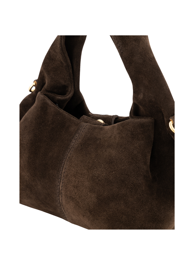 Jewelz tas Polly Suède Donkerbruin/Goudkleurig