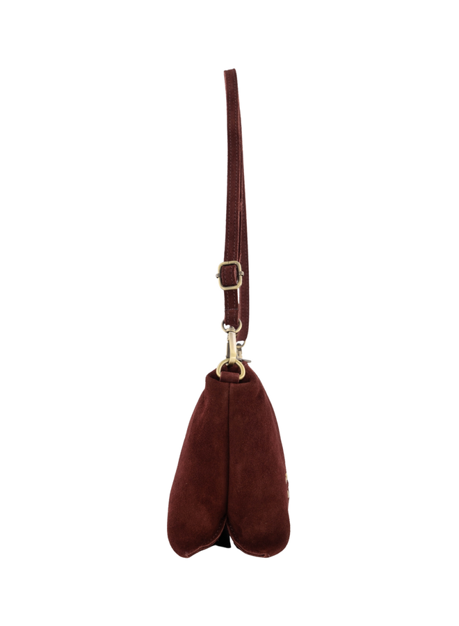 Jewelz tas Anne Suède Burgundy/Goudkleurig