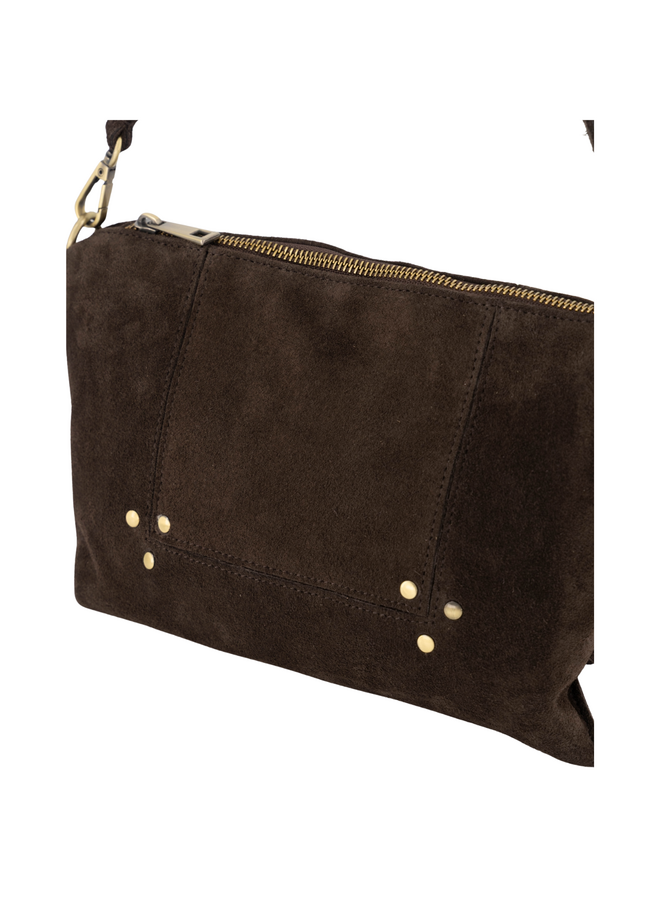 Jewelz tas Anne Suède Donkerbruin/Goudkleurig
