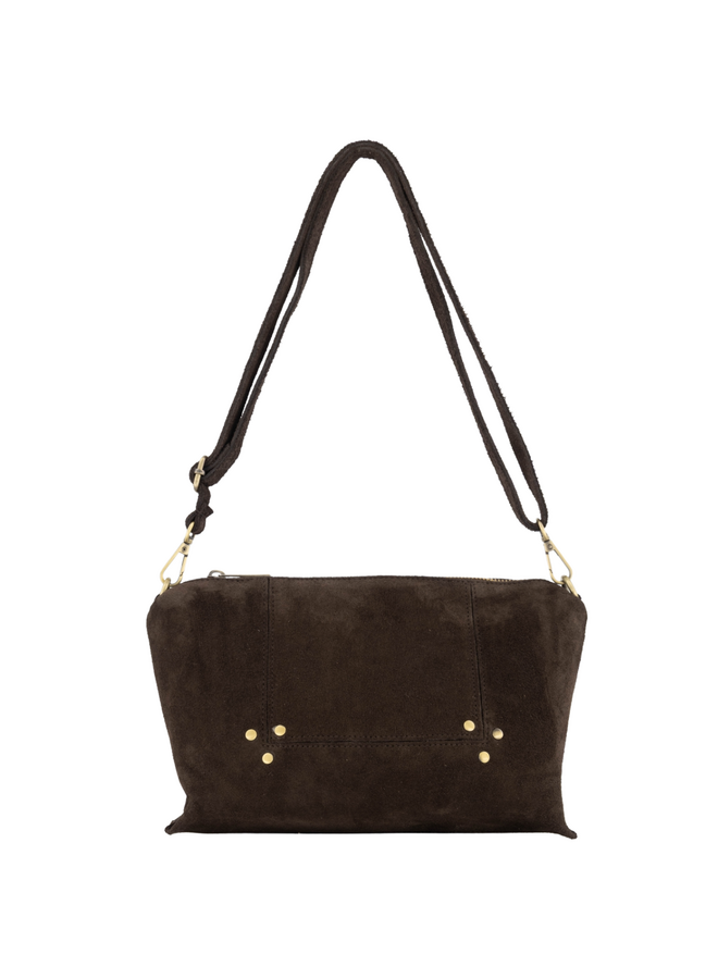 Jewelz tas Anne Suède Donkerbruin/Goudkleurig