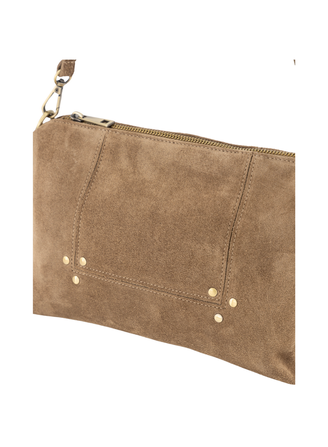 Jewelz tas Anne Suède Taupe/Goudkleurig
