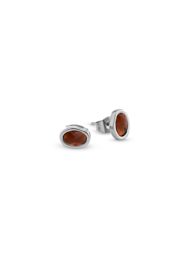 Melano Friends oorbellen Noemi Dark Brown Zilverkleurig
