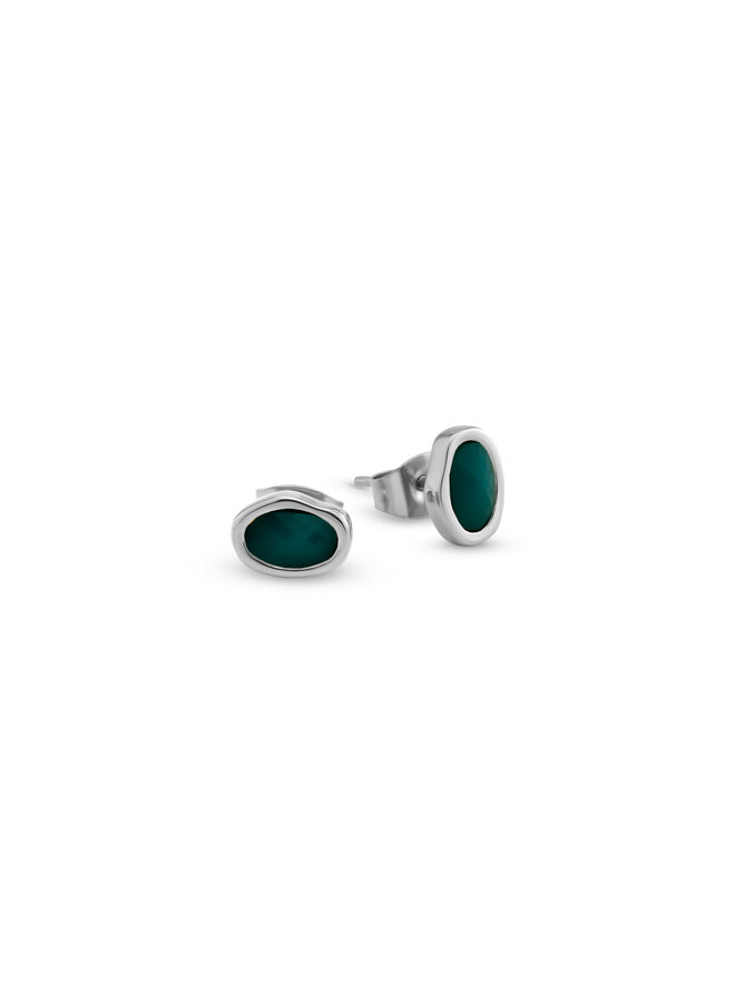 Melano Friends oorbellen Noemi Dark Teal Zilverkleurig