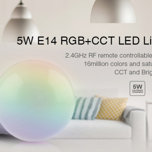 Mi-Light MiLight LED Bulb: 5W E14 RGB+CCT | 2 jaar garantie