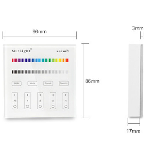 Mi-Light Smart Panel afstandsbediening 4-Zone RGB/RGBW | 2 jaar garantie