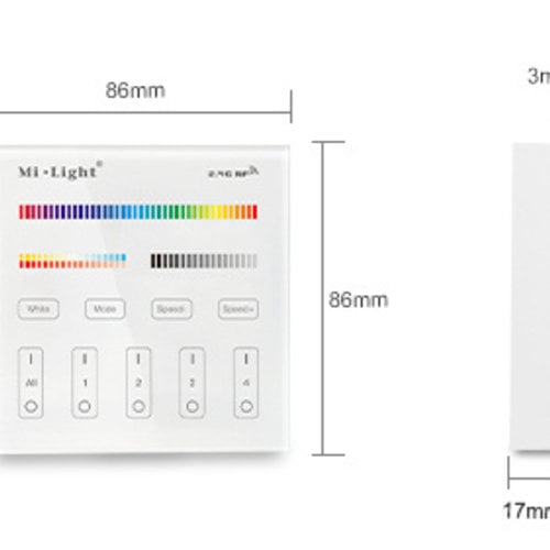 Mi-Light Smart Panel afstandsbediening 4-Zone RGB+CCT | 2 jaar garantie