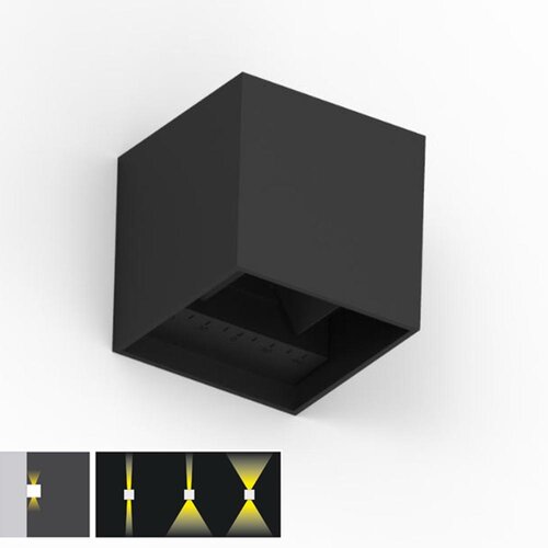 Tronix Wandlamp | kubus 10x10x10cm | zwart | 6W | 3000K | dimbaar