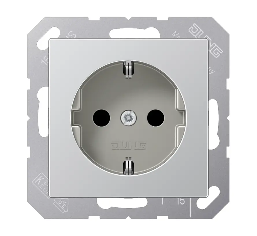 Schuko-Steckdose Safety+ ohne Befestigungskrallen A-range aluminium (A 1520 NKI AL)