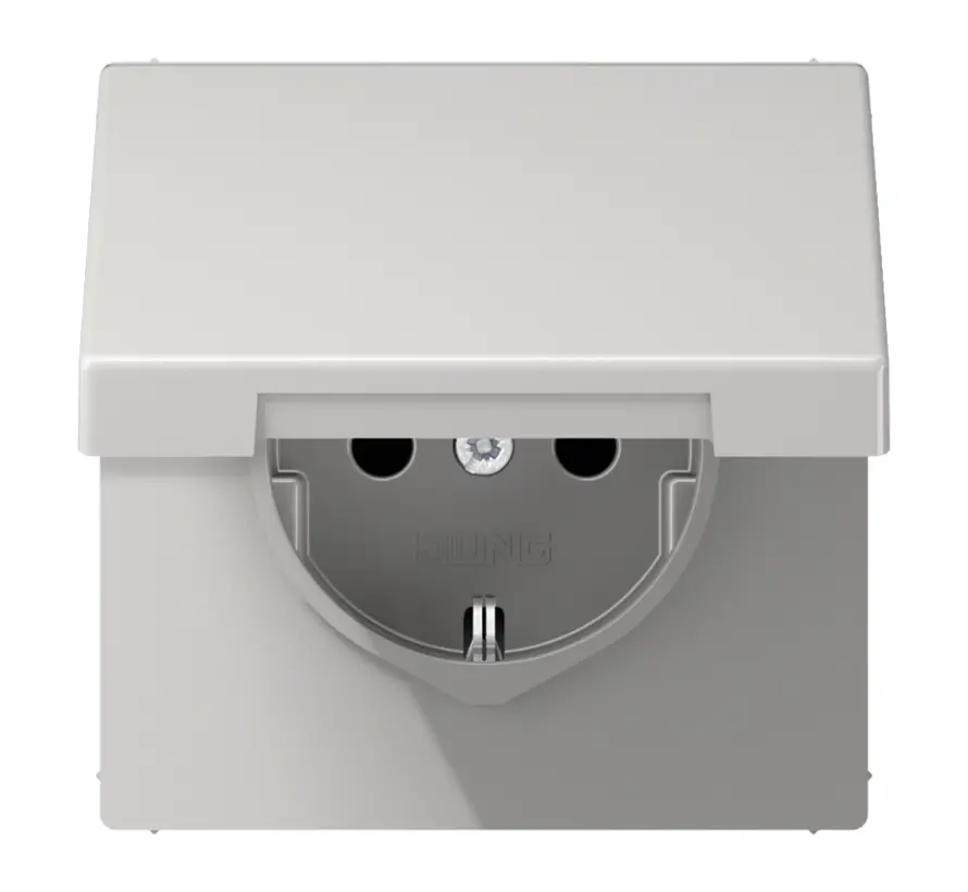 Schuko-Steckdose Safety+ mit Klappdeckel ohne Befestigungskrallen LS990 hellgrau (LS 1520 NKIKL LG)