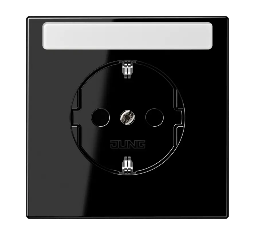 Schuko-Steckdose Safety+ mit Beschriftungsfeld ohne Befestigungskrallen LS990 schwarz glänzend (LS 1520 NKINA SW)