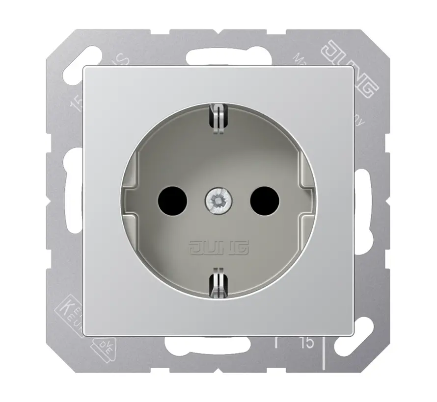 Schuko-Steckdose ohne Befestigungskrallen A-range aluminium (A 1520 N AL)
